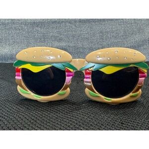 Unisex Cheeseburger Sunglasses Rhinestone Hamburger Funny Party Costume Glasses